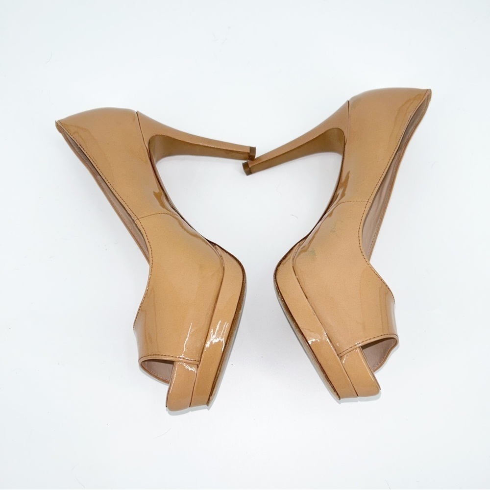 ELIE TAHARI Madison Patent‎ Nude Peep Toe Pump Size 37.5 - Picture 3 of 11